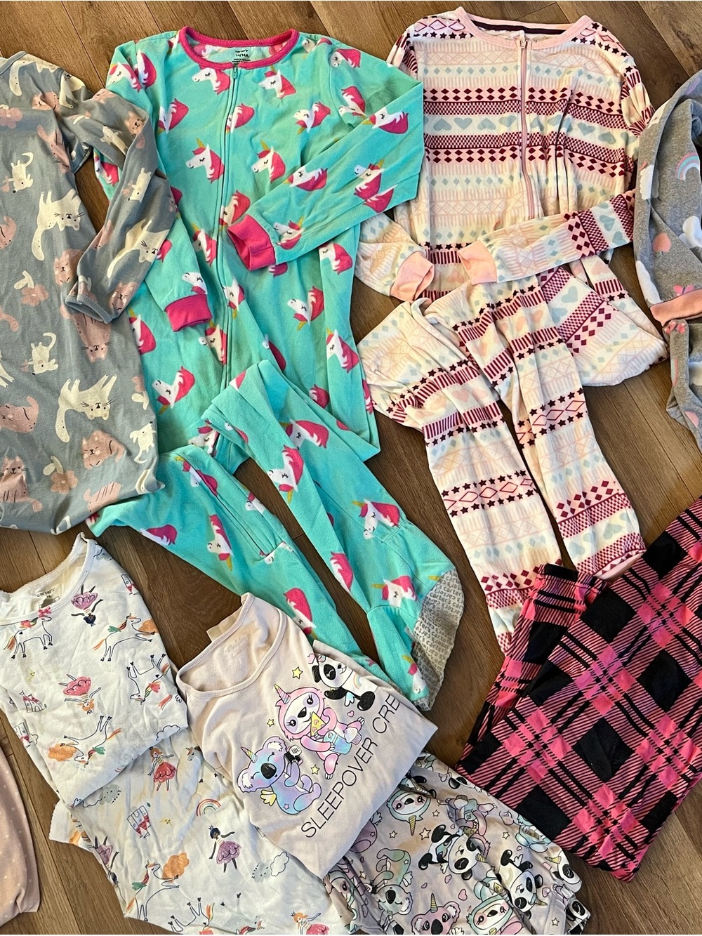Carter’s Girls Sz 12/14 Pajama Bundle - 8pc Footed PJs & Sets